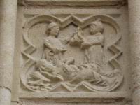 Lyon, Cathedrale St-Jean apres renovation, Portail, Plaque gravee (1)